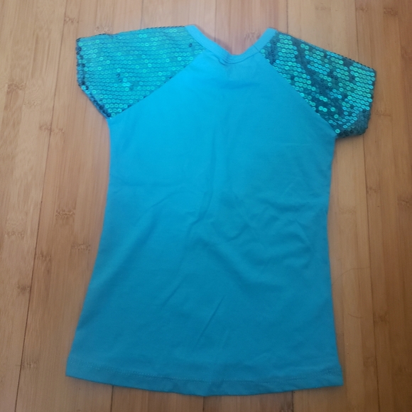 Girls Teal I'm So Fabulous 4T Sequin Tee - Picture 4 of 4